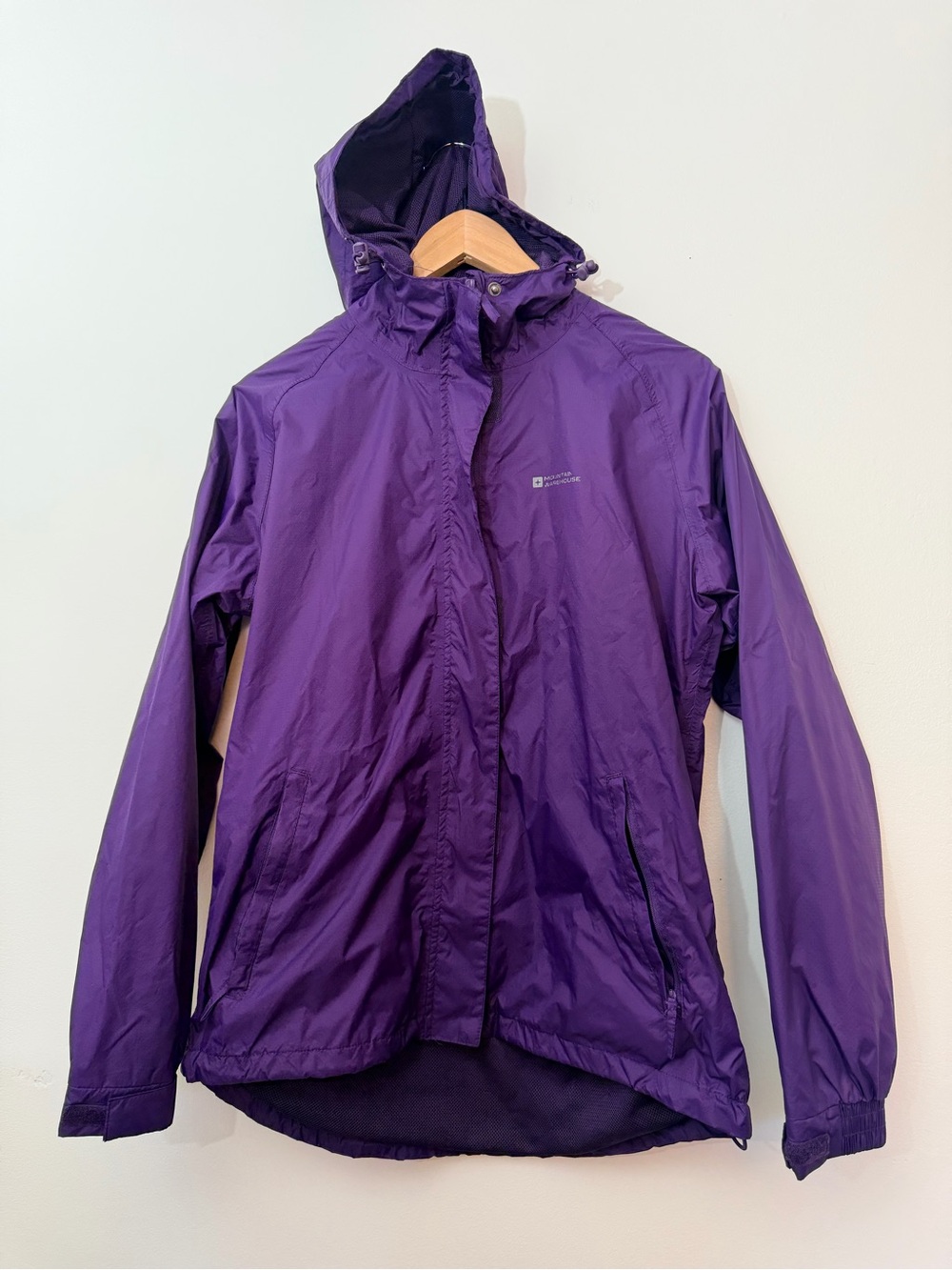 Mountain Warehouse Purple Hooded Rain Jacket US 8 Gorpcore Outdoorsy